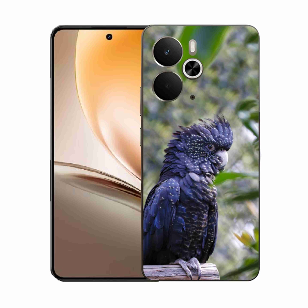 Gelový kryt mmCase na Realme 14T 5G/14 5G - papoušek kakadu černý