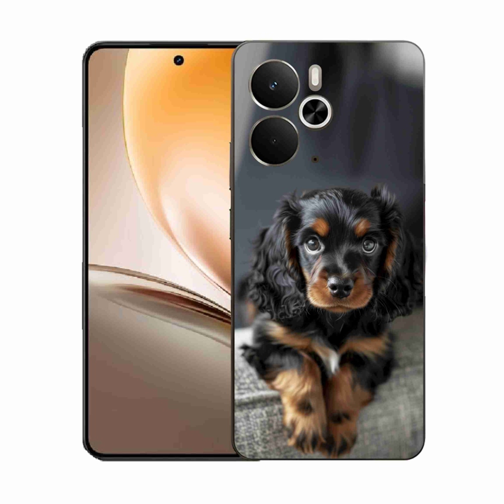 Gelový kryt mmCase na Realme 14T 5G/14 5G - roztomilý dlouhosrstý jezevčík