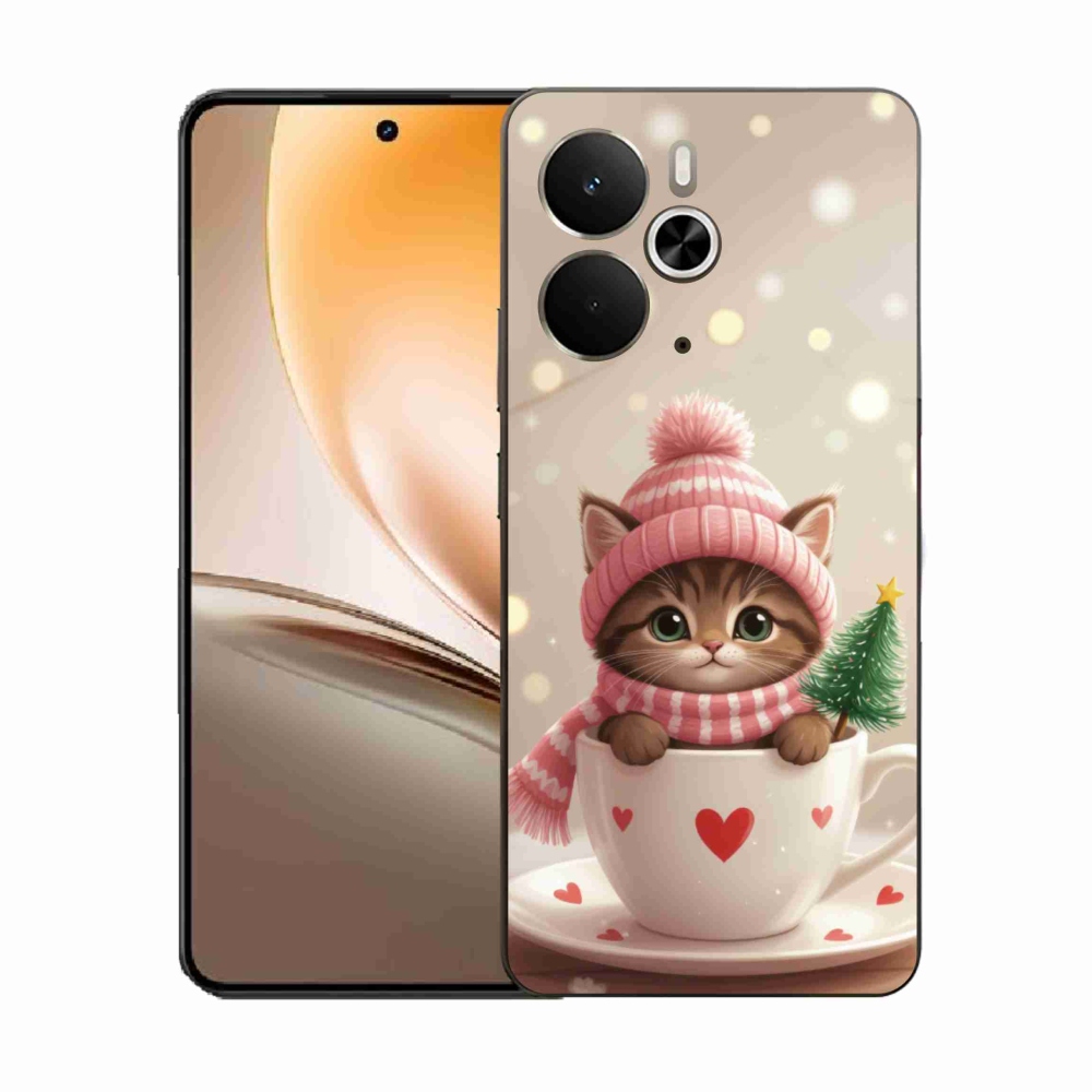 Gelový kryt mmCase na Realme 14T 5G/14 5G - vánoční kotě v hrnku