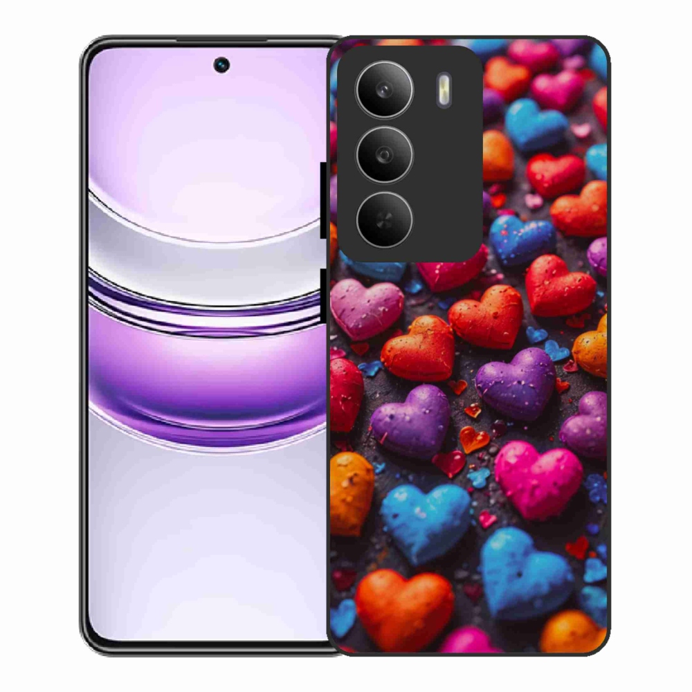 Gelový kryt mmCase na Realme 14x 5G - barevná srdce