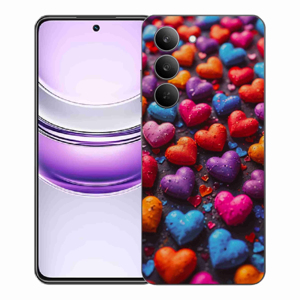 Gelový kryt mmCase na Realme 14x 5G - barevná srdce