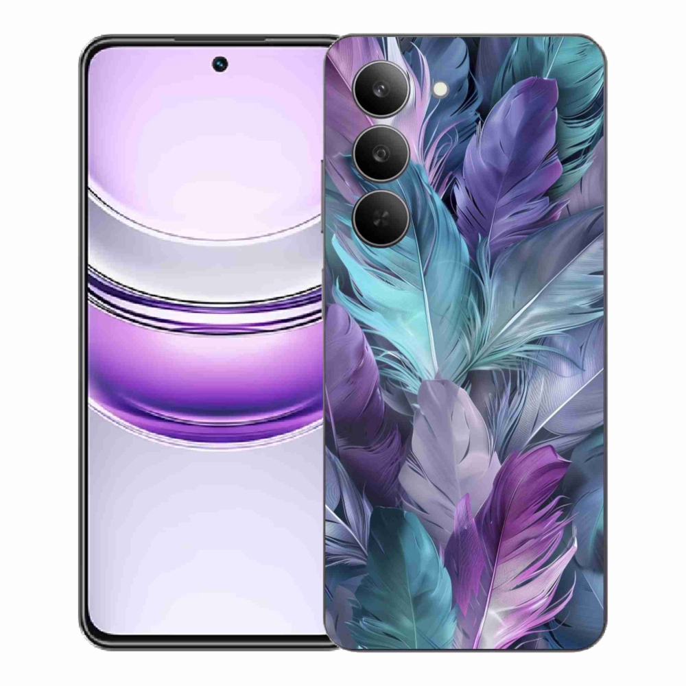 Gelový kryt mmCase na Realme 14x 5G - barevné peří 2
