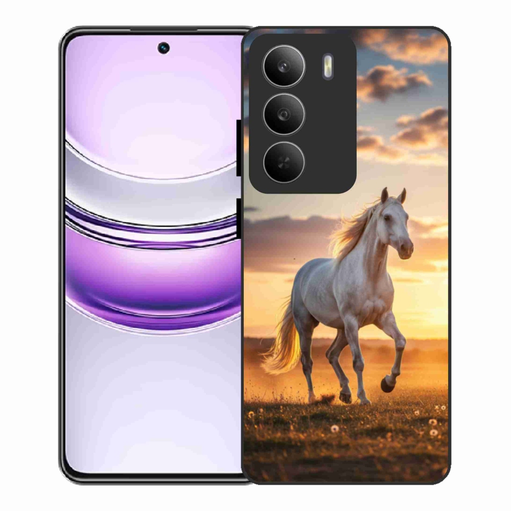 Gelový kryt mmCase na Realme 14x 5G - běžící bílý kůň 2