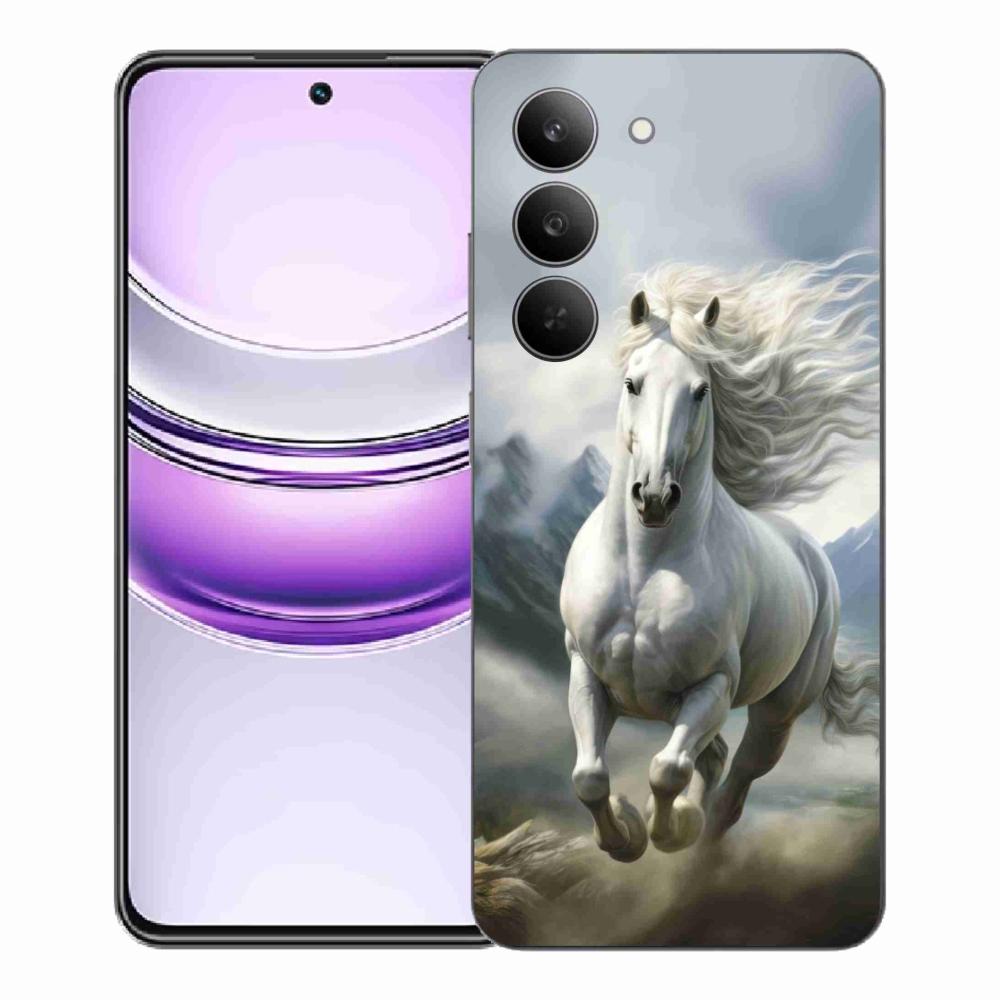 Gelový kryt mmCase na Realme 14x 5G - běžící bílý kůň 3