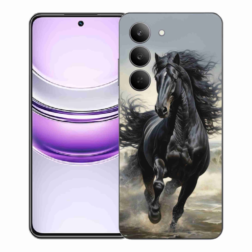 Gelový kryt mmCase na Realme 14x 5G - běžící černý kůň