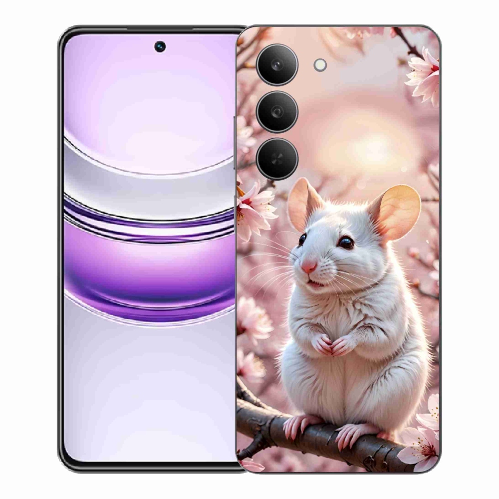 Gelový kryt mmCase na Realme 14x 5G - bílá myš na větvi