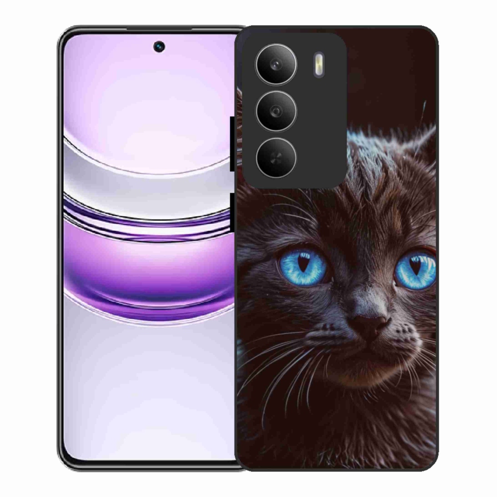 Gelový kryt mmCase na Realme 14x 5G - černé kotě 2