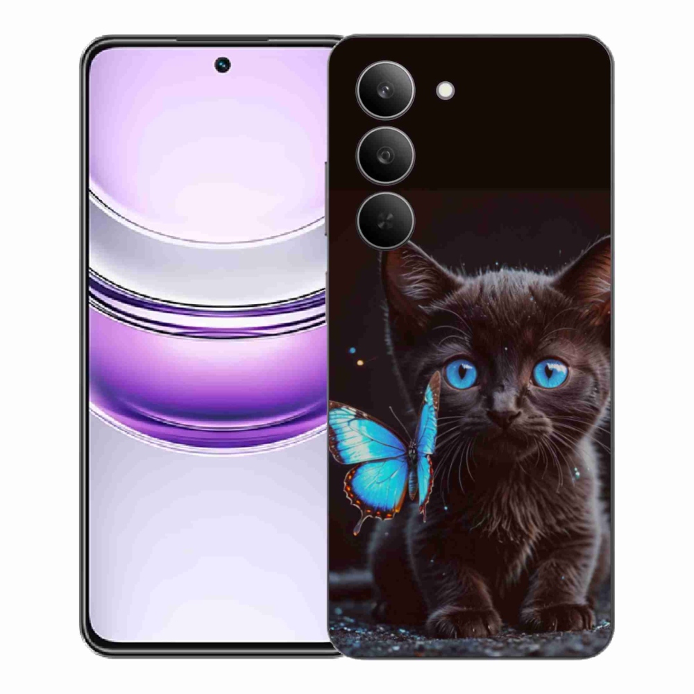 Gelový kryt mmCase na Realme 14x 5G - černé kotě 3
