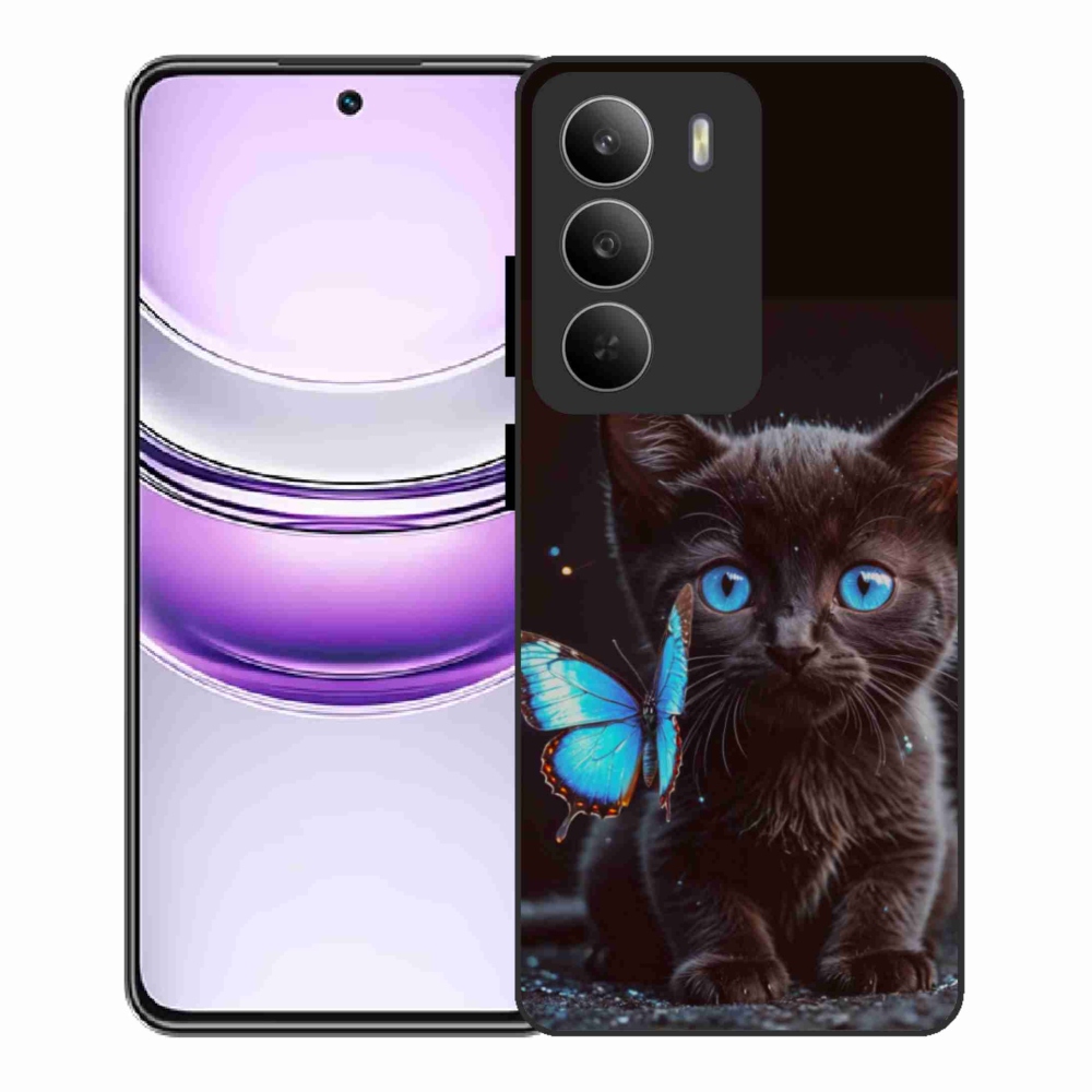 Gelový kryt mmCase na Realme 14x 5G - černé kotě 3