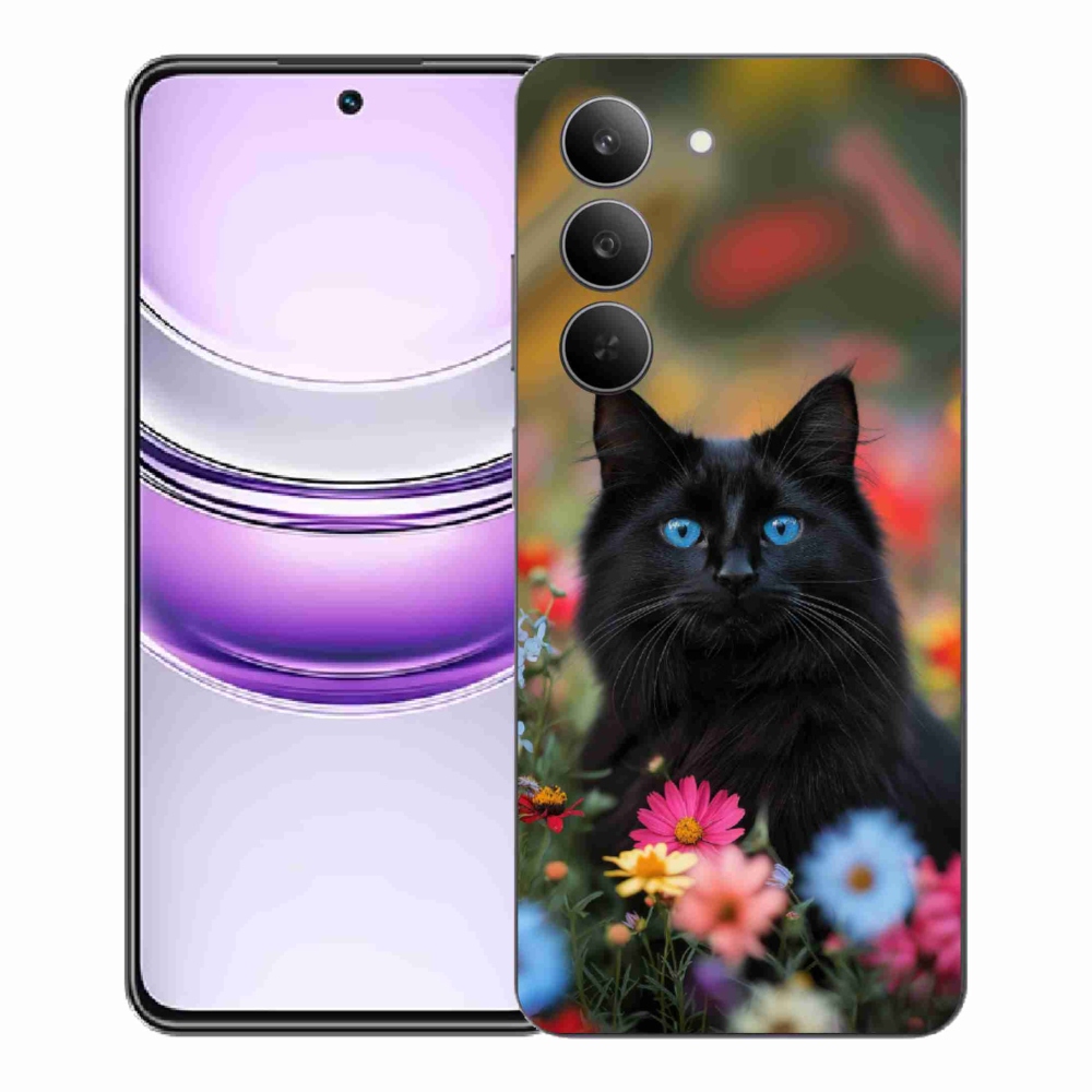 Gelový kryt mmCase na Realme 14x 5G - černé kotě 4
