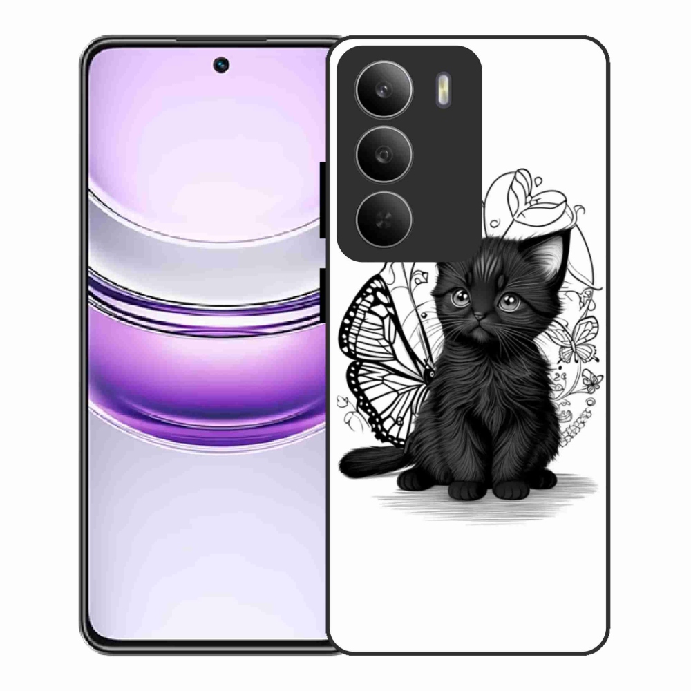 Gelový kryt mmCase na Realme 14x 5G - černé kotě