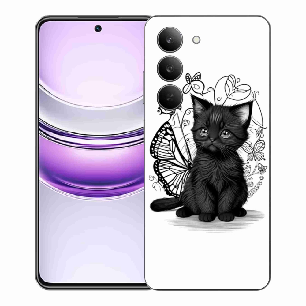 Gelový kryt mmCase na Realme 14x 5G - černé kotě