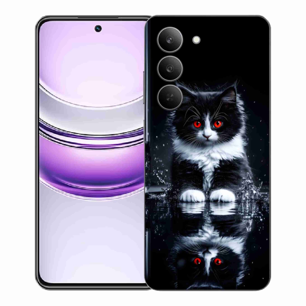 Gelový kryt mmCase na Realme 14x 5G - černobílé kotě