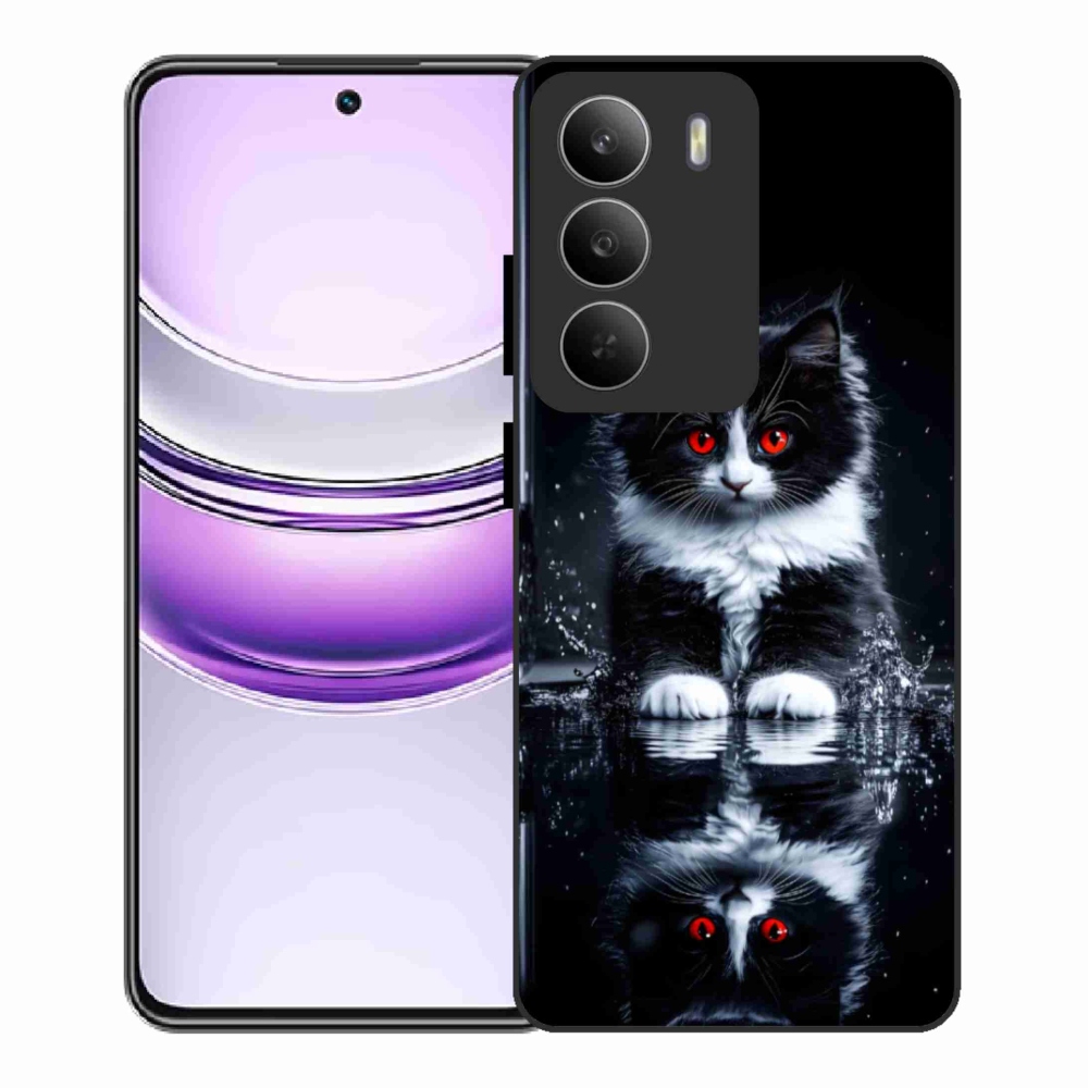 Gelový kryt mmCase na Realme 14x 5G - černobílé kotě