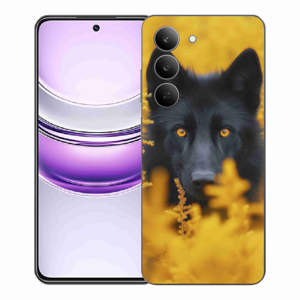 Gelový kryt mmCase na Realme 14x 5G - černý vlk 2