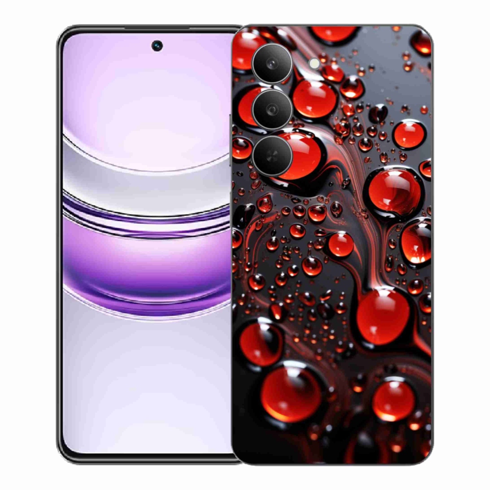 Gelový kryt mmCase na Realme 14x 5G - červené kapky 2