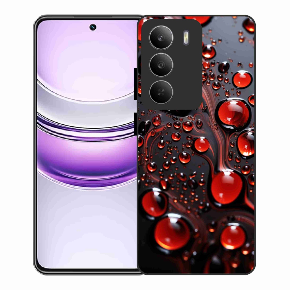 Gelový kryt mmCase na Realme 14x 5G - červené kapky 2