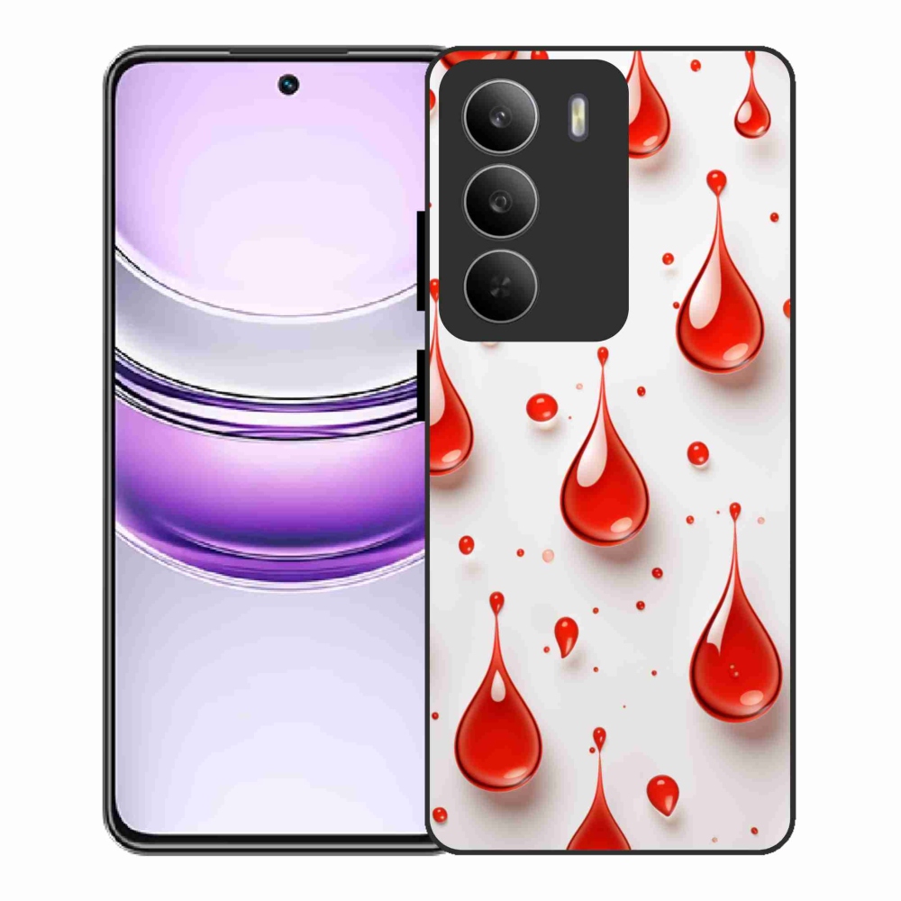 Gelový kryt mmCase na Realme 14x 5G - červené kapky