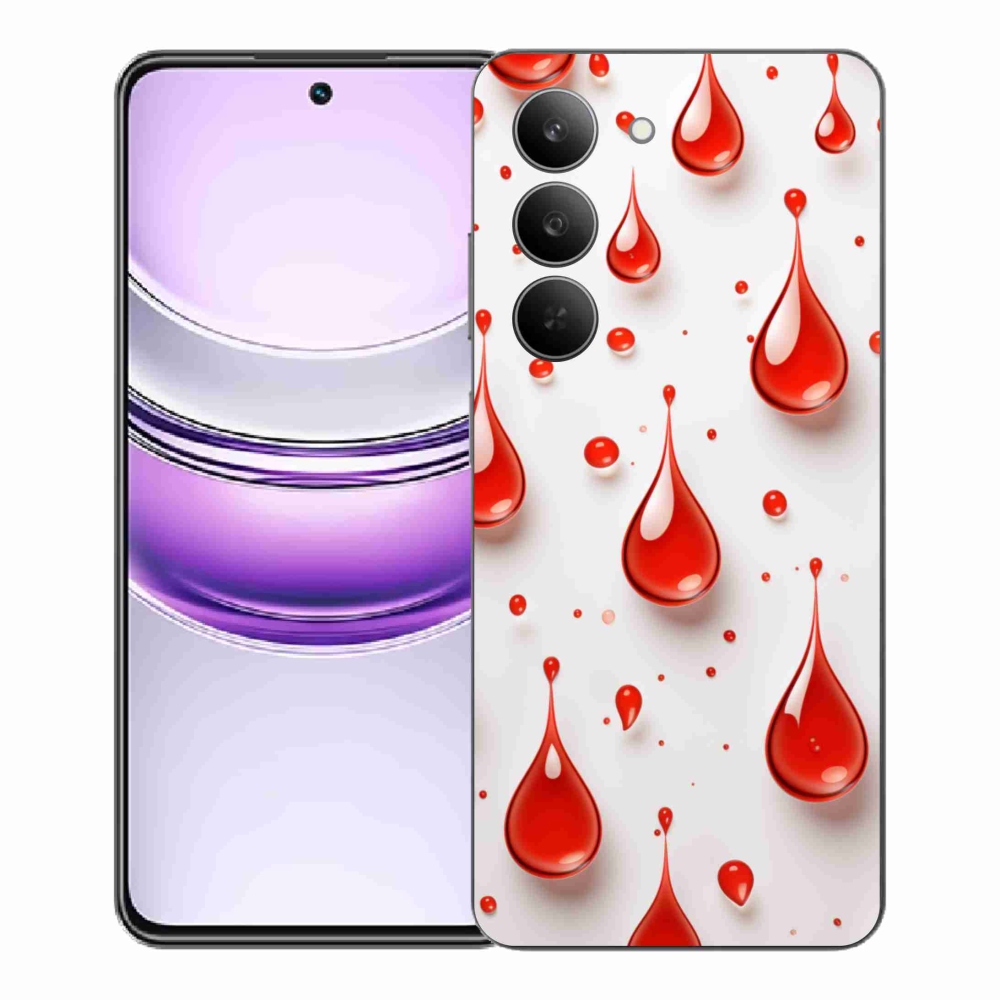 Gelový kryt mmCase na Realme 14x 5G - červené kapky