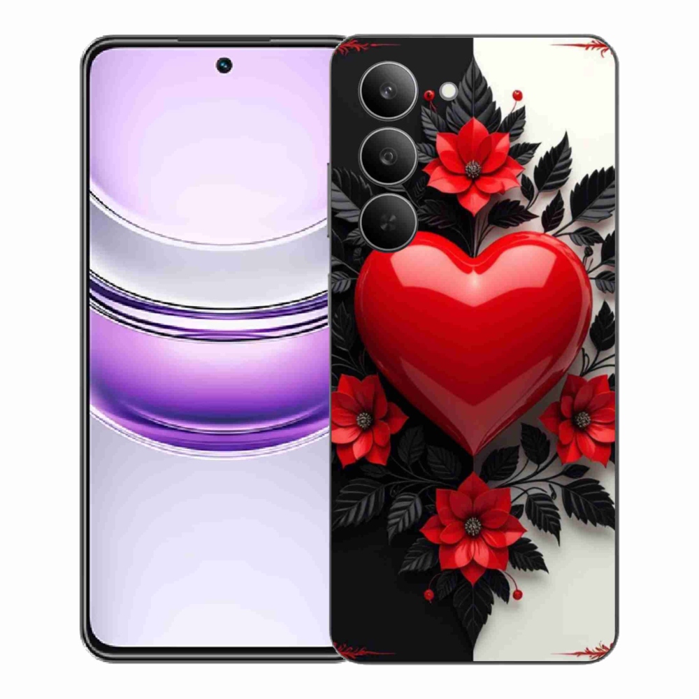 Gelový kryt mmCase na Realme 14x 5G - červené srdce