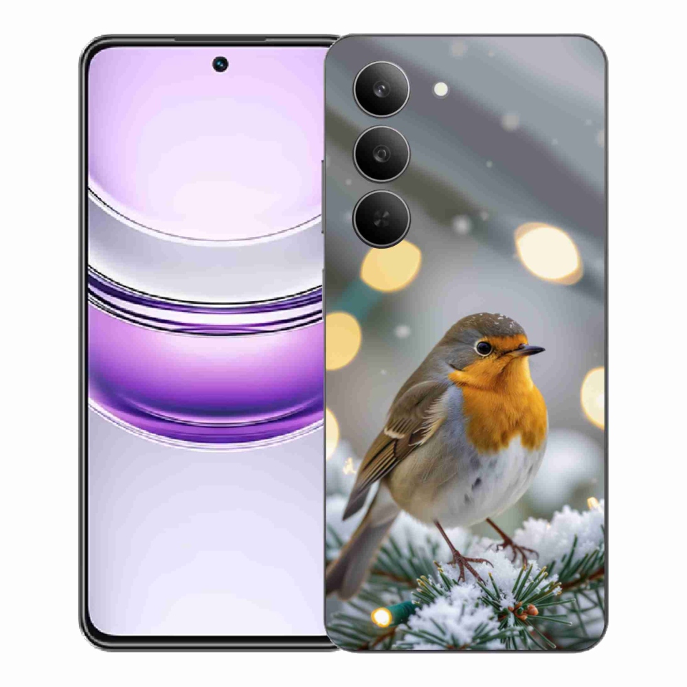 Gelový kryt mmCase na Realme 14x 5G - červenka v zimě