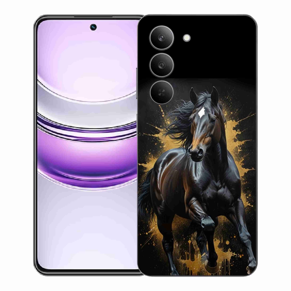 Gelový kryt mmCase na Realme 14x 5G - elegantní černý hřebec