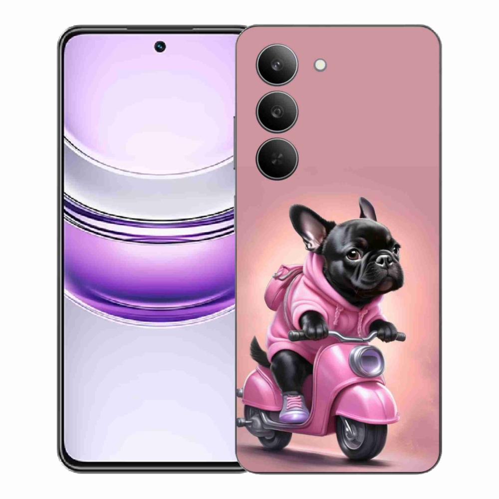 Gelový kryt mmCase na Realme 14x 5G - francouzský buldoček na skútru