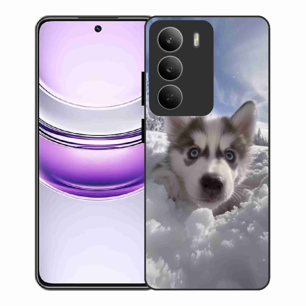 Gelový kryt mmCase na Realme 14x 5G - husky ve sněhu