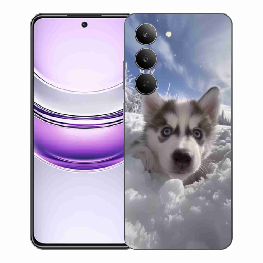 Gelový kryt mmCase na Realme 14x 5G - husky ve sněhu