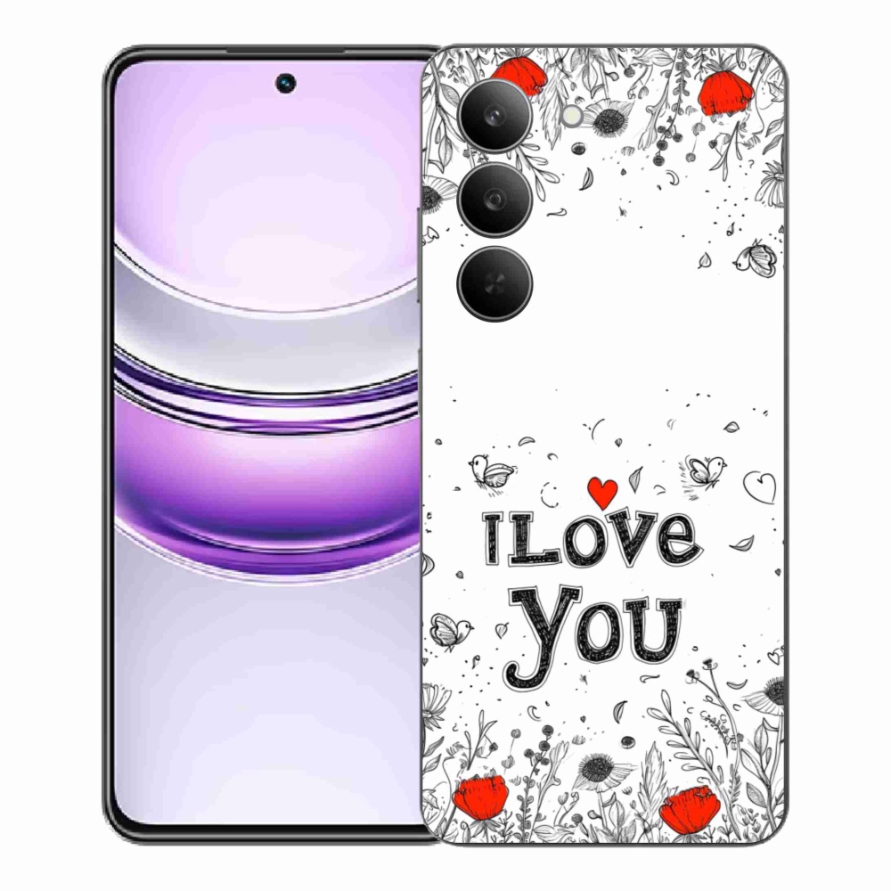 Gelový kryt mmCase na Realme 14x 5G - I love you bílé pozadí