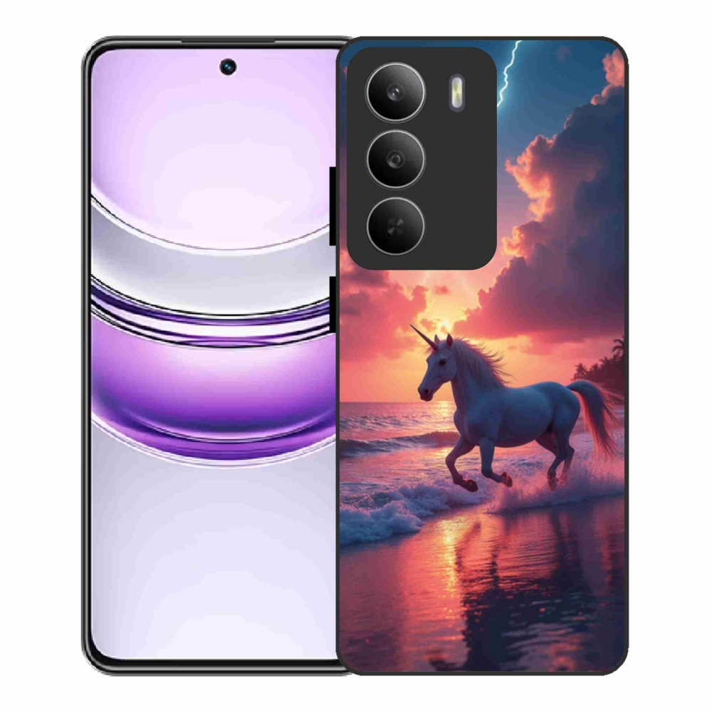 Gelový kryt mmCase na Realme 14x 5G - jednorožec na pláži