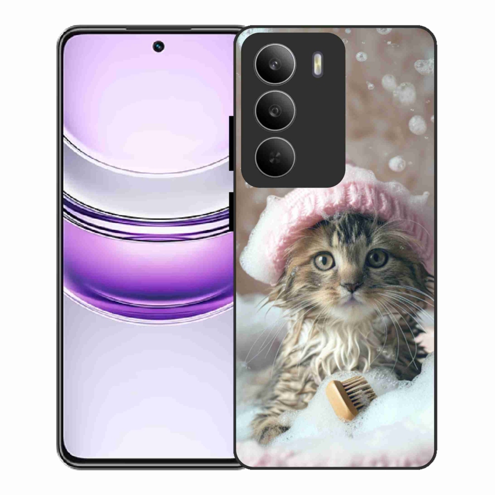 Gelový kryt mmCase na Realme 14x 5G - kotě a koupel