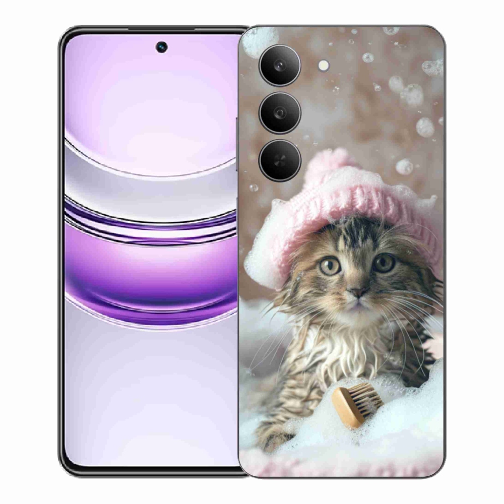 Gelový kryt mmCase na Realme 14x 5G - kotě a koupel