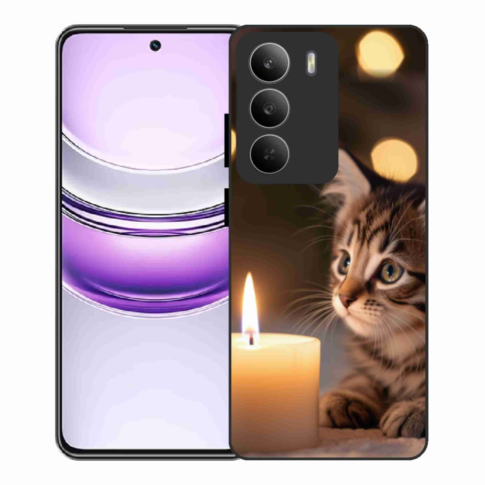 Gelový kryt mmCase na Realme 14x 5G - kotě a svíčka