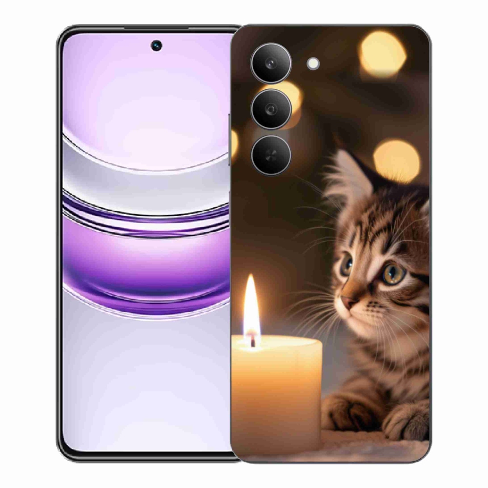 Gelový kryt mmCase na Realme 14x 5G - kotě a svíčka