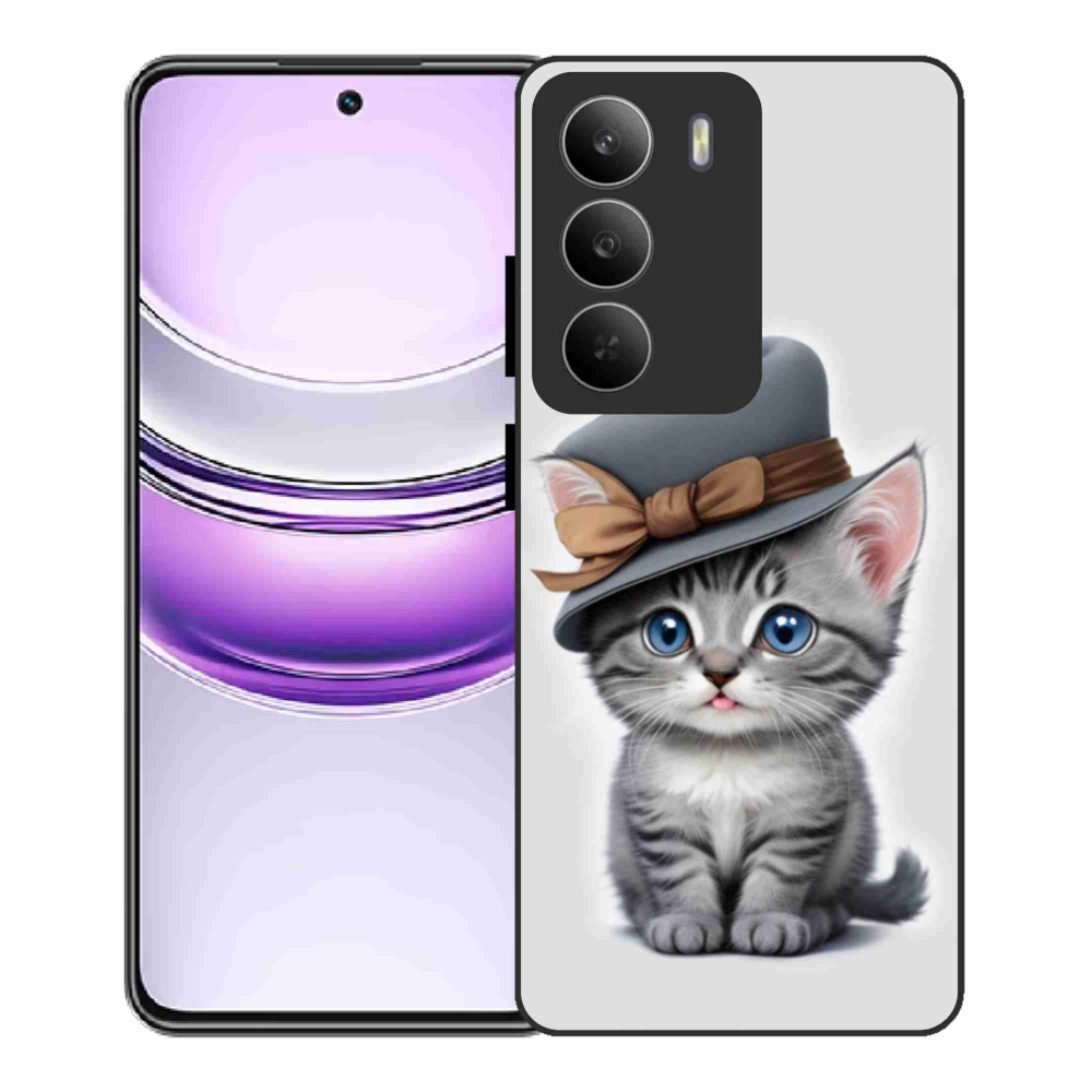 Gelový kryt mmCase na Realme 14x 5G - kotě s kloboukem