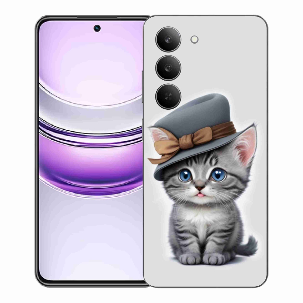 Gelový kryt mmCase na Realme 14x 5G - kotě s kloboukem