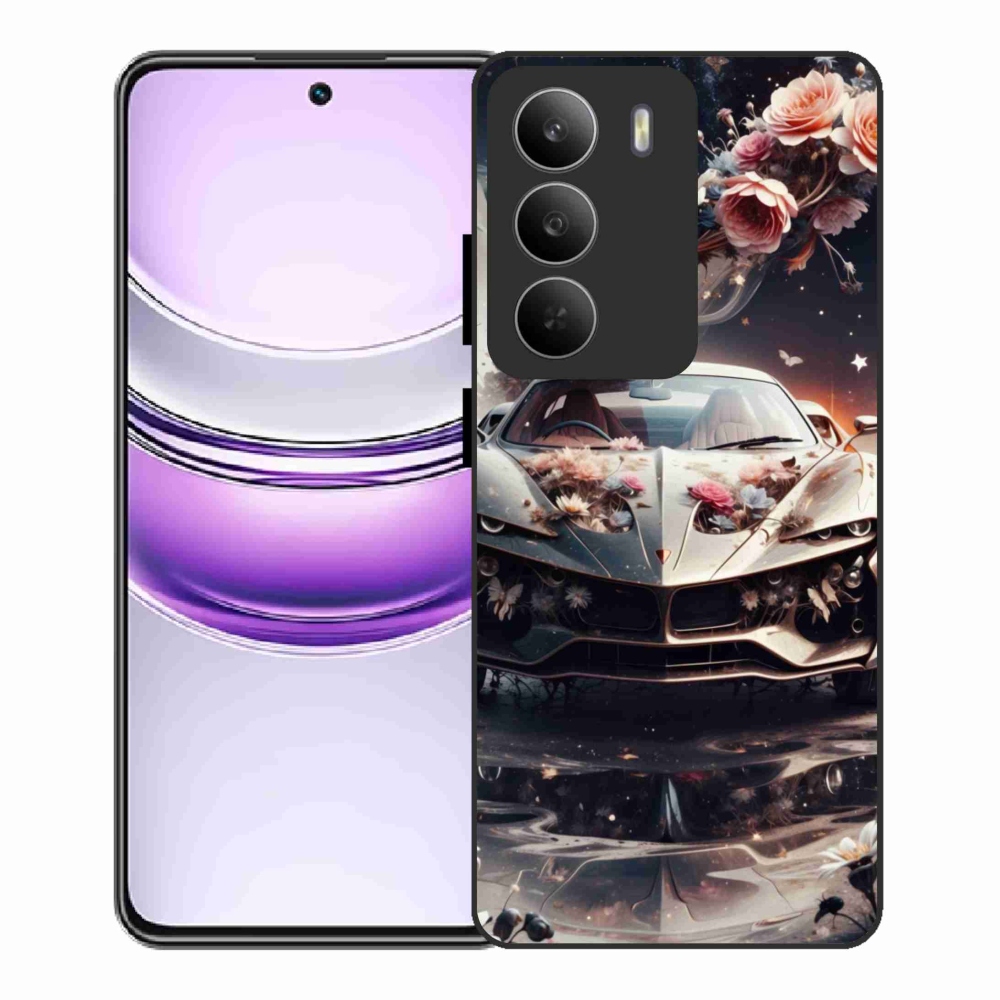 Gelový kryt mmCase na Realme 14x 5G - květinový sportovní vůz