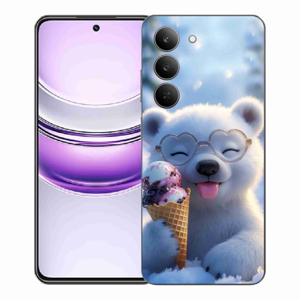 Gelový kryt mmCase na Realme 14x 5G - medvídek se zmrzlinou