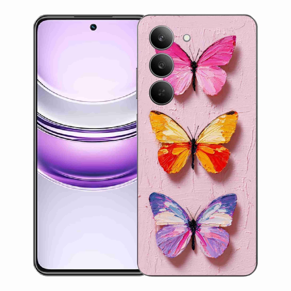 Gelový kryt mmCase na Realme 14x 5G - motýlí trojice