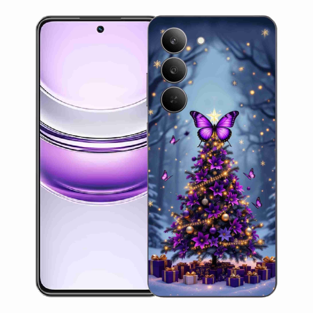 Gelový kryt mmCase na Realme 14x 5G - motýlí vánoční stromek