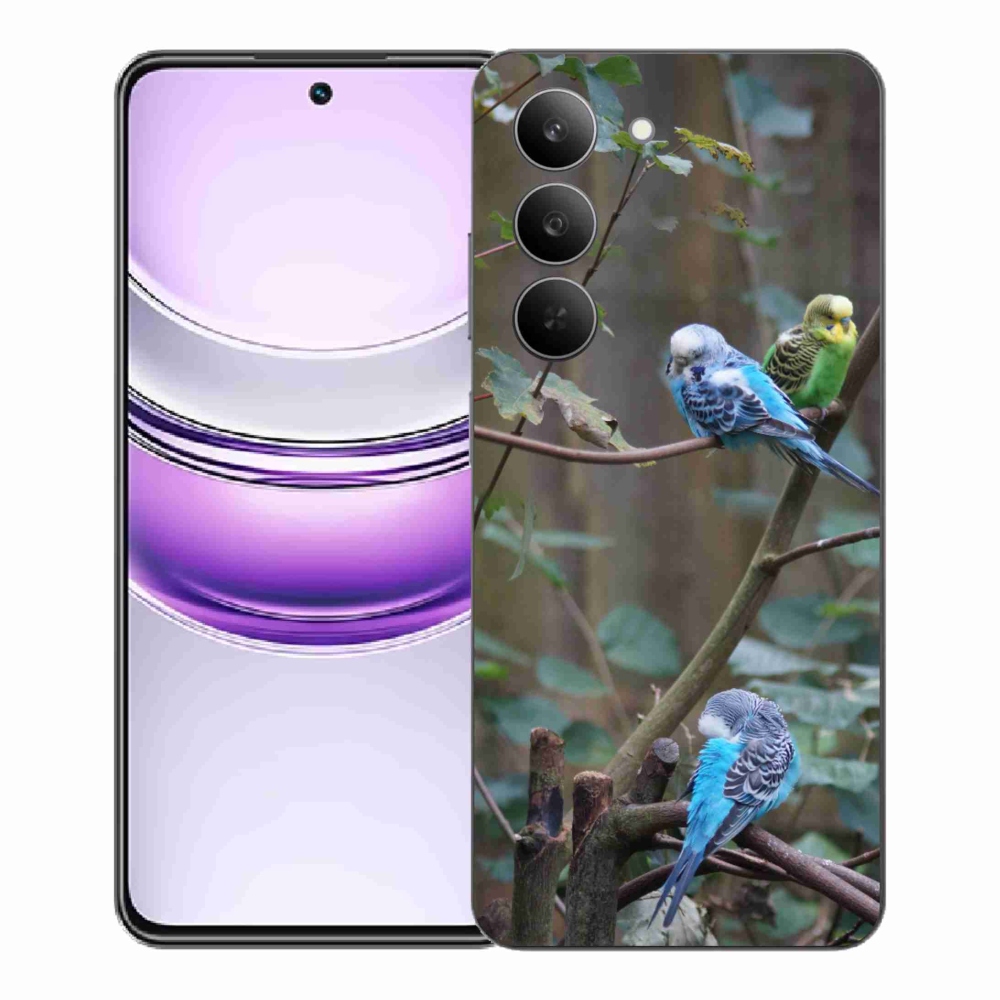 Gelový kryt mmCase na Realme 14x 5G - papoušci na větvi