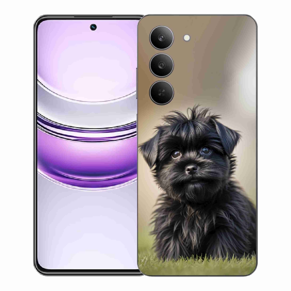 Gelový kryt mmCase na Realme 14x 5G - roztomilý černý pejsek