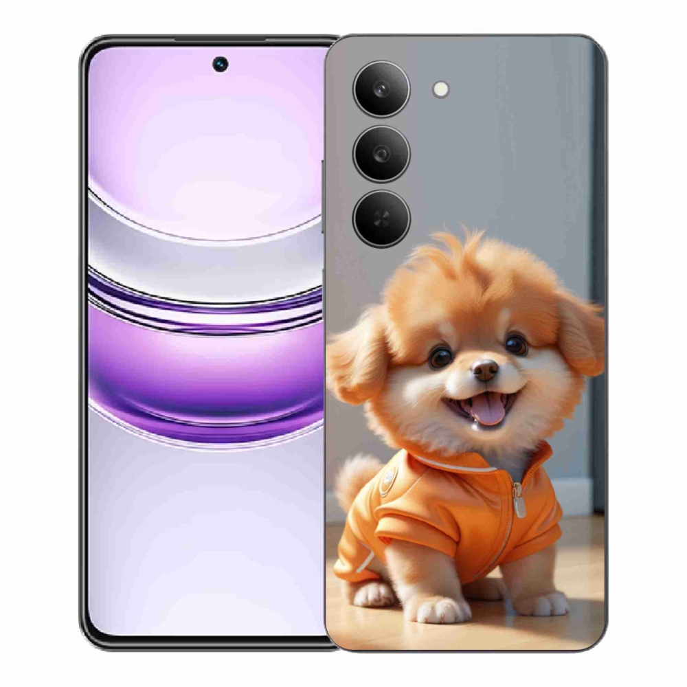 Gelový kryt mmCase na Realme 14x 5G - roztomilý pomeranian v mikině