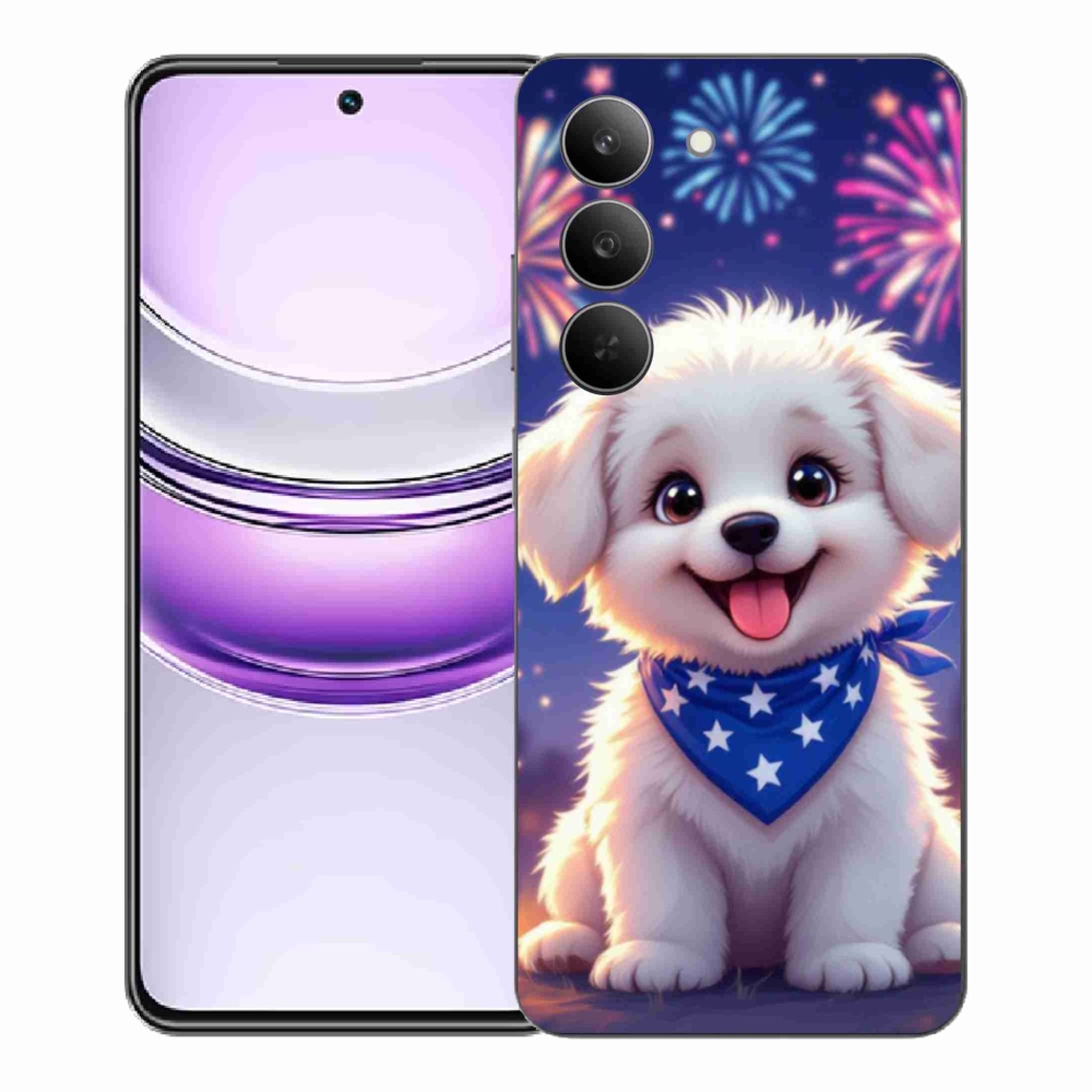 Gelový kryt mmCase na Realme 14x 5G - slavnostní štěně