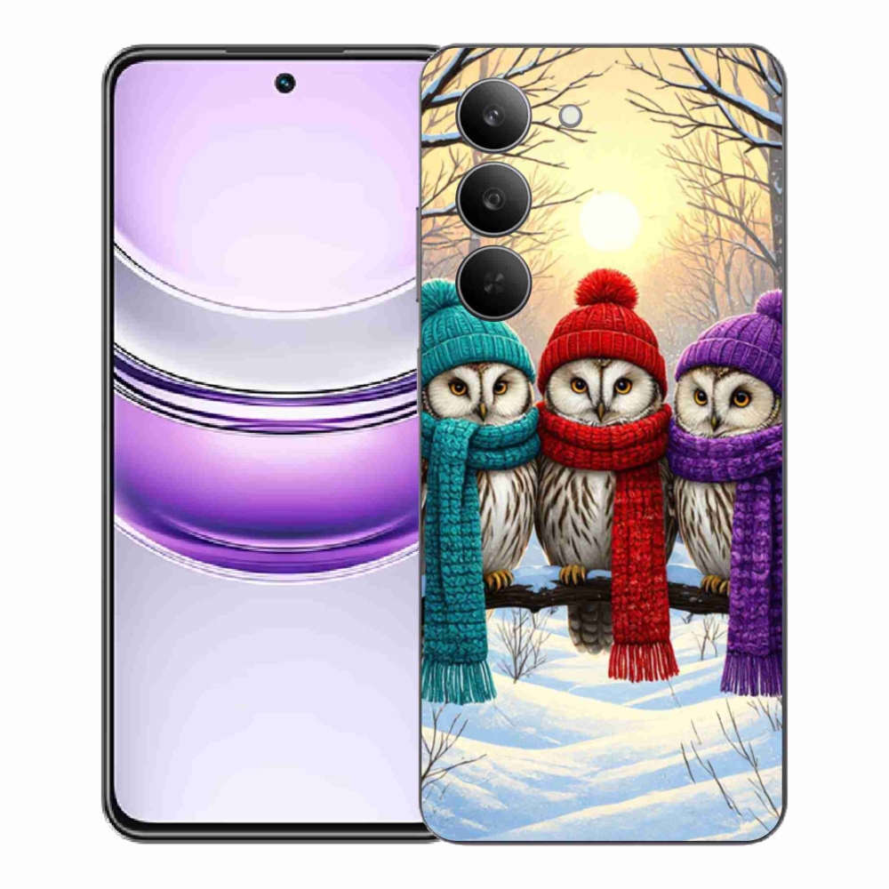 Gelový kryt mmCase na Realme 14x 5G - soví přátelé