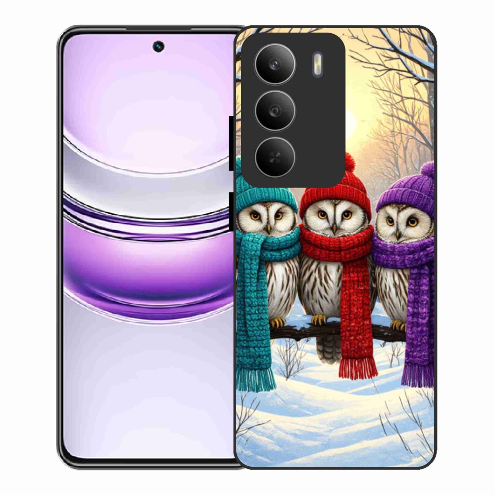 Gelový kryt mmCase na Realme 14x 5G - soví přátelé