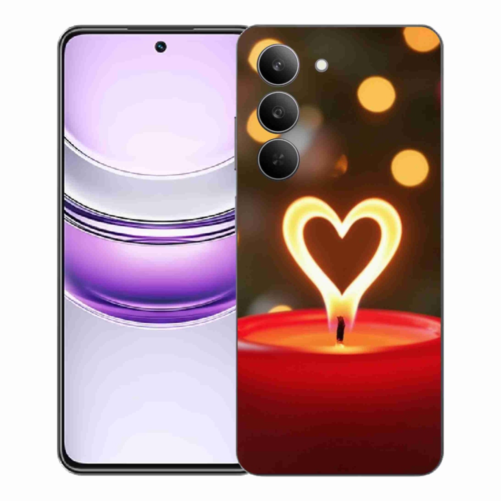 Gelový kryt mmCase na Realme 14x 5G - srdce z plamene