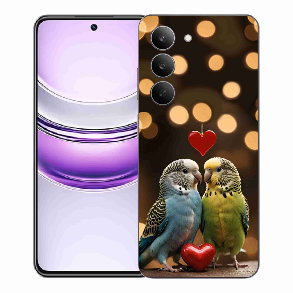 Gelový kryt mmCase na Realme 14x 5G - zamilovaní papoušci