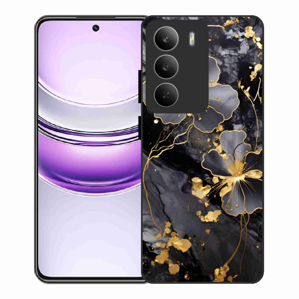 Gelový kryt mmCase na Realme 14x 5G - zlaté květy